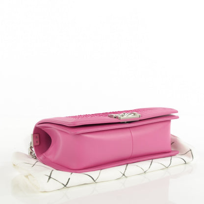 Chanel Matte Python Calfskin Medium Boy Flap Pink 4 of 8