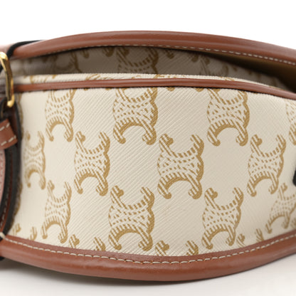 Celine Triomphe Canvas Medium Folco Bag White 10 of 12