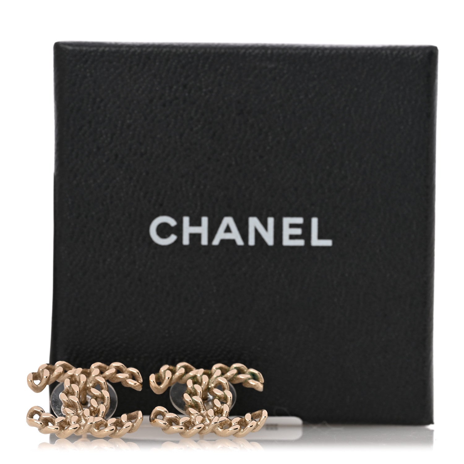 Chanel Metal Chain Link CC Earrings Gold 6 of 6