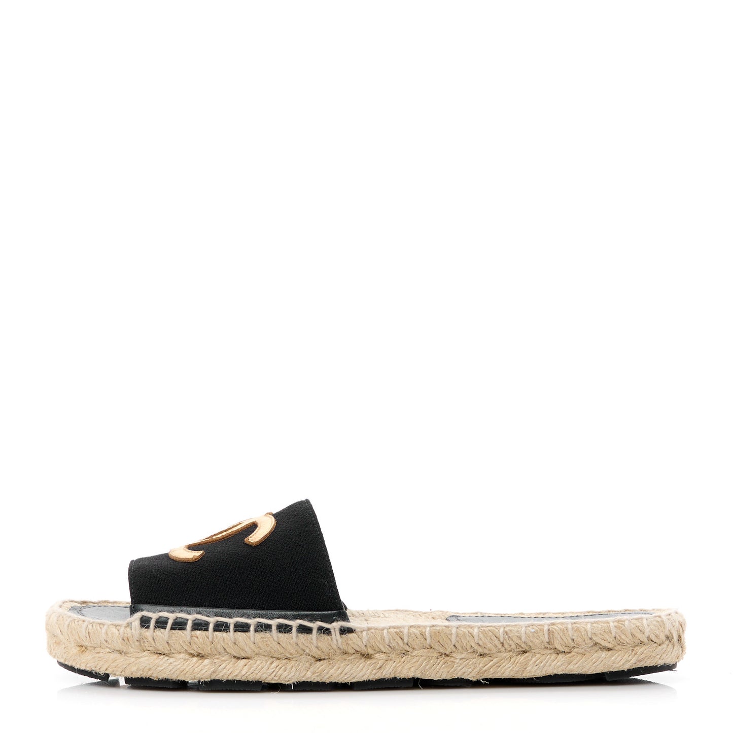 Wool Laminated Lambskin CC Slide Sandals 38 Black Gold