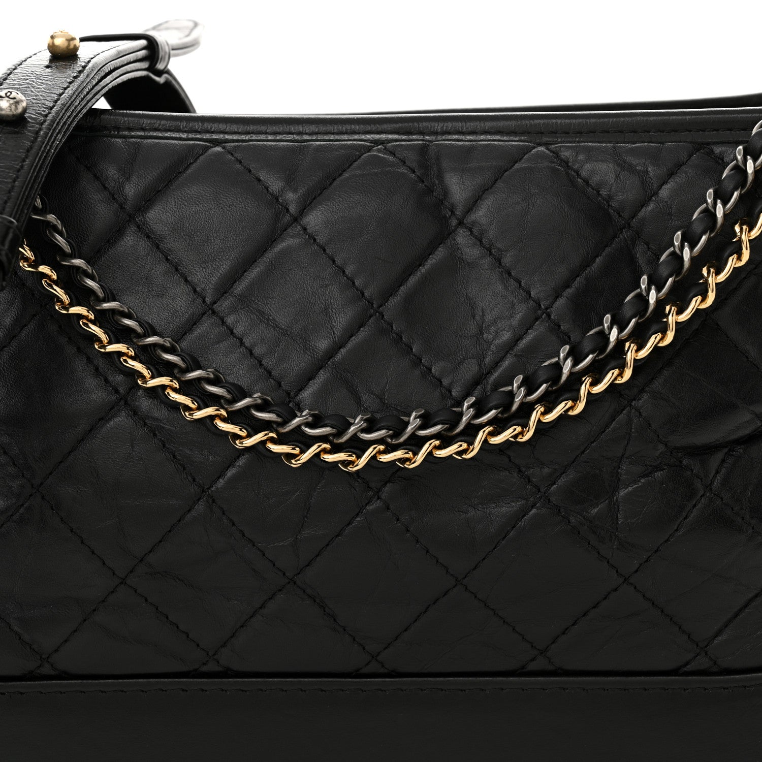Chanel Aged Calfskin Quilted Medium Gabrielle Hobo Black 8 of 13