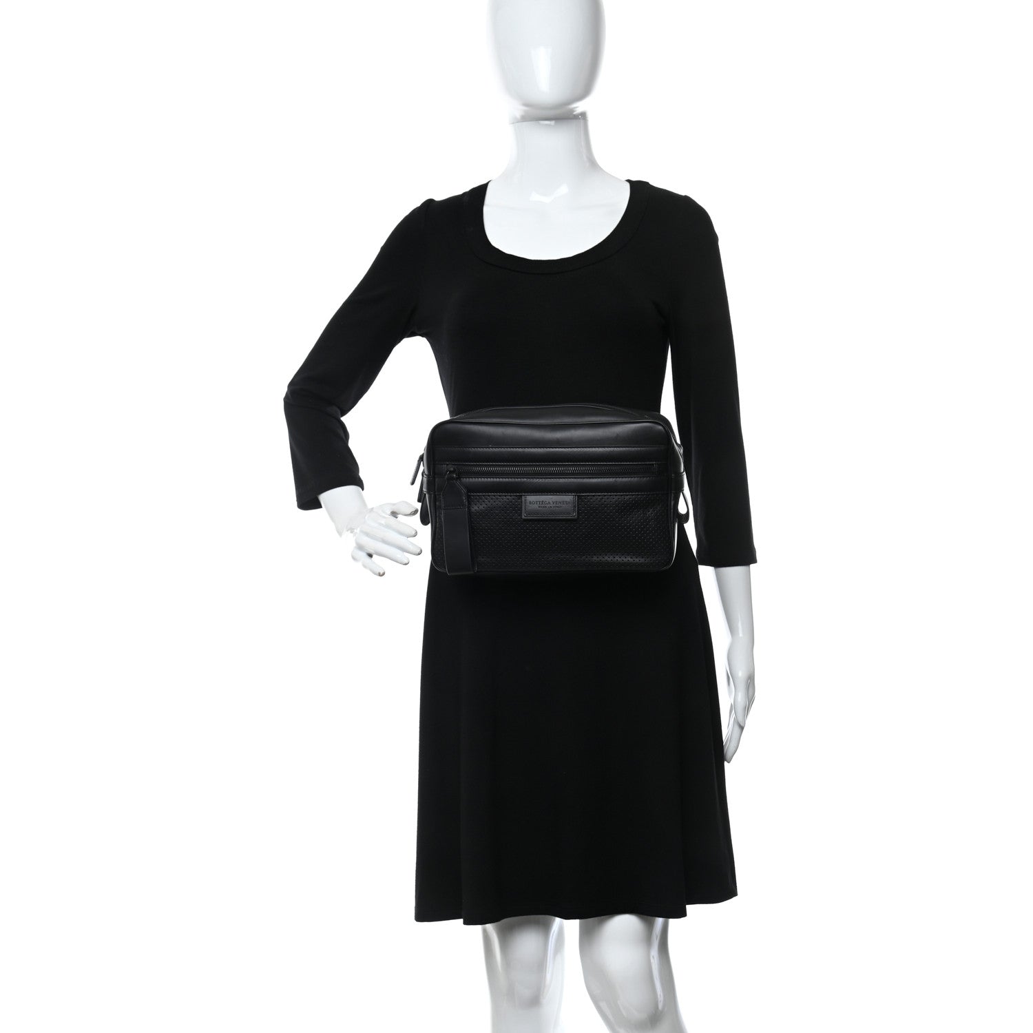 Bottega Veneta Perforated Calfskin Leggero Intrecciato Belt Bag Black 2 of 13