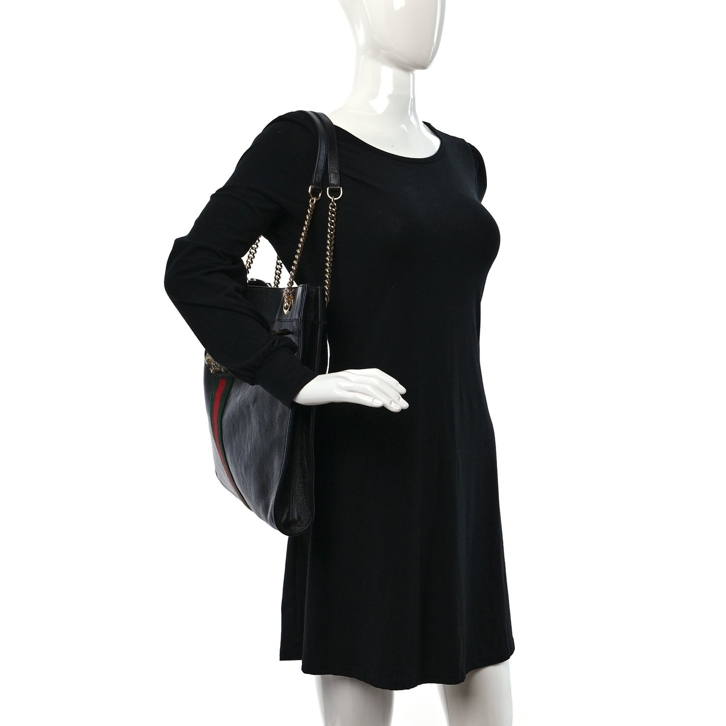 Calfskin Large Rajah Chain Tote Black