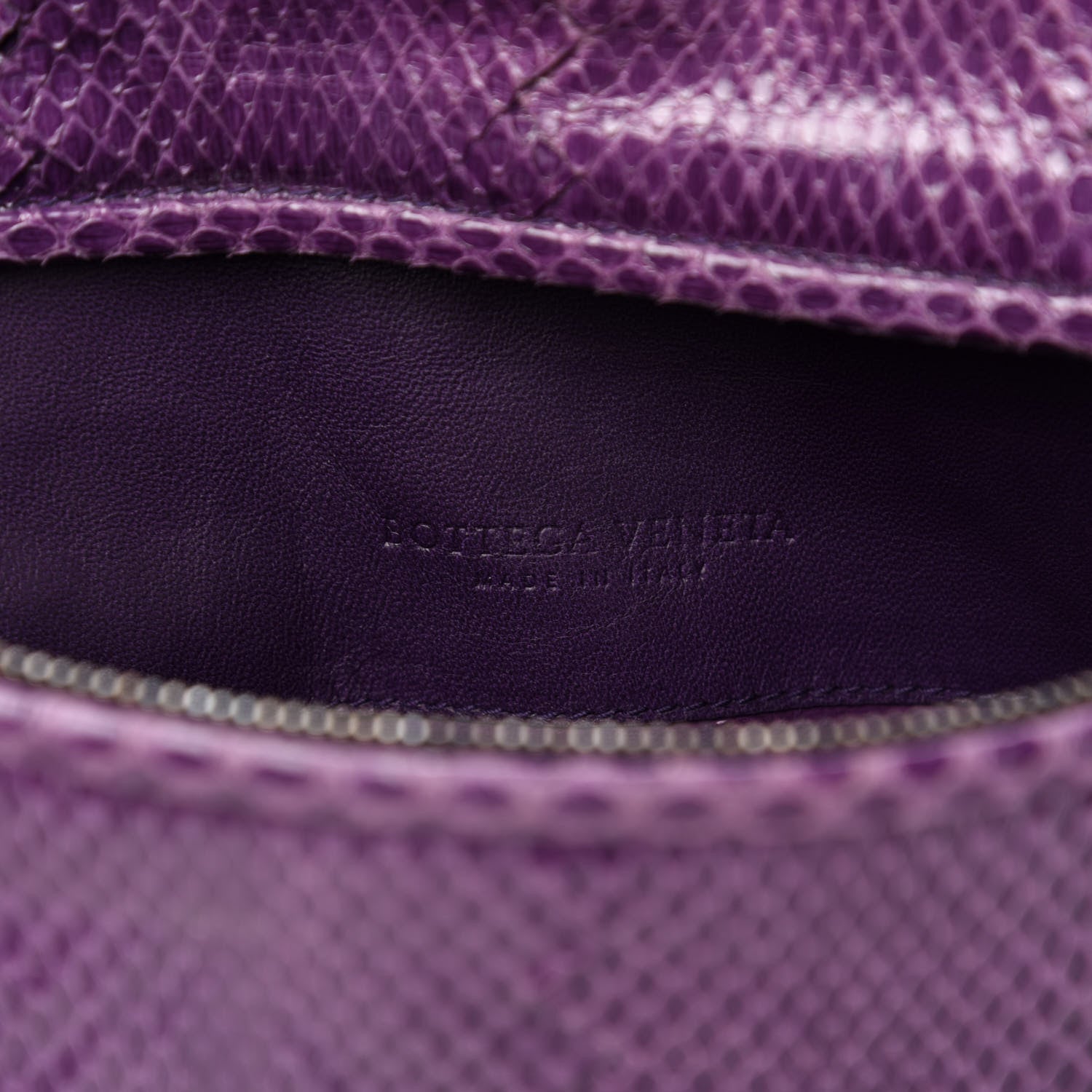 Bottega Veneta Ayers Snakeskin Flat Clutch Crossbody Purple 9 of 11