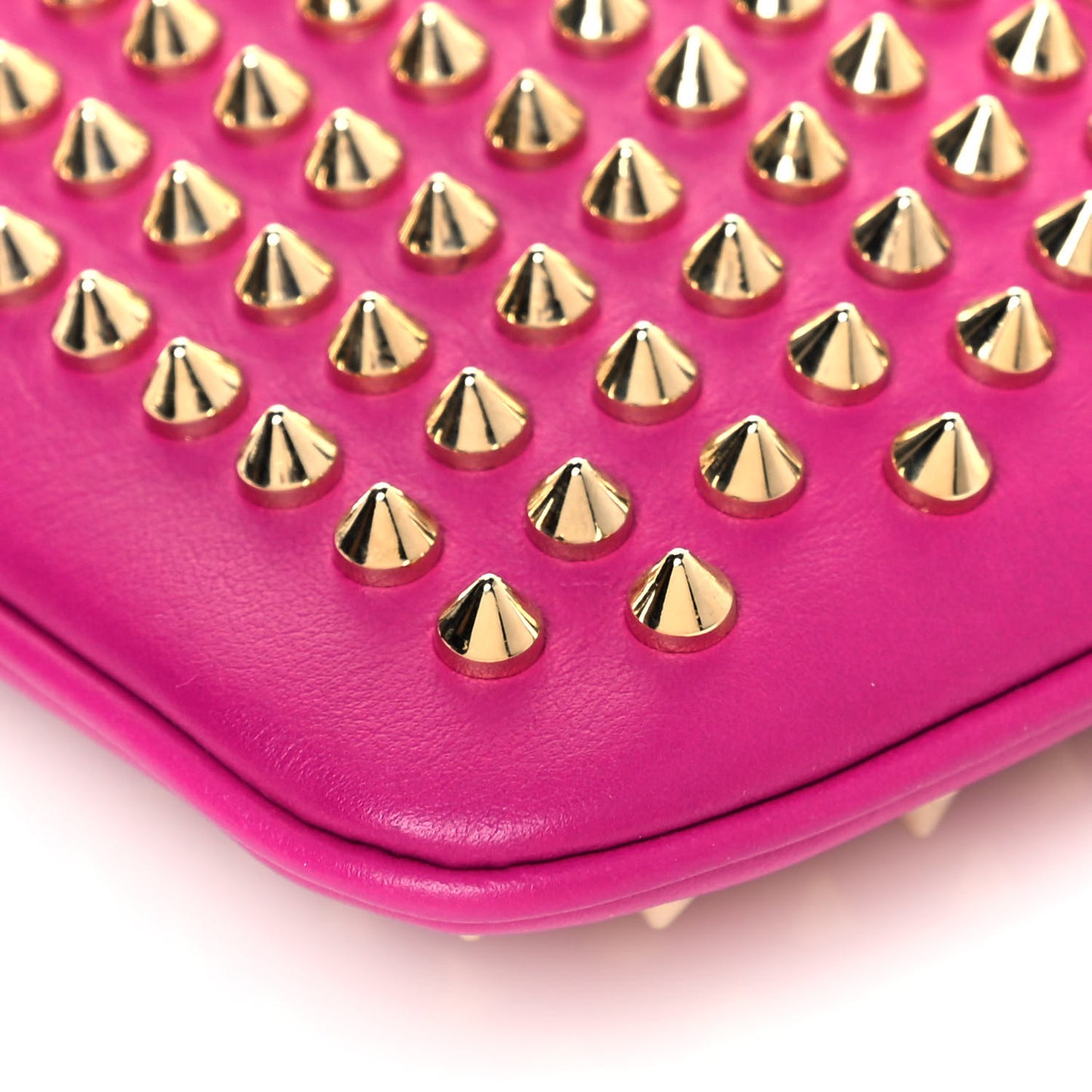 Calfskin Studded Loubiposh Chain Clutch Rose Indien Gold