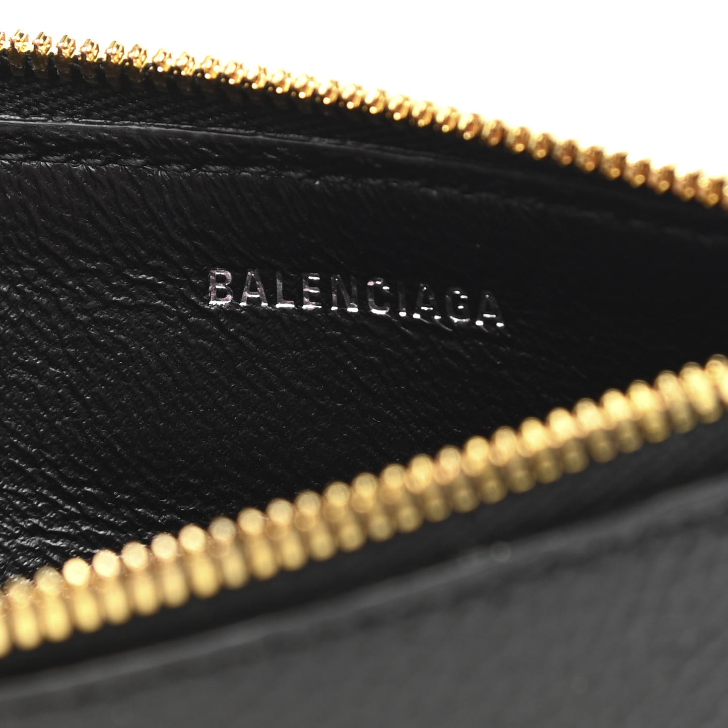 Grained Calfskin Logo Large Cash Long Coin Card Holder Black White