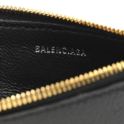 Balenciaga Grained Calfskin Logo Large Cash Long Coin Card Holder Black White 6 of 8