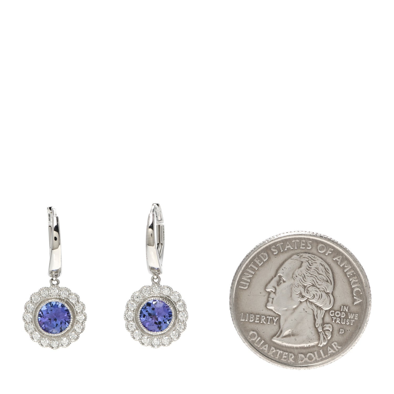 Tiffany Platinum Diamond Tanzanite Enchant Drop Earrings 2 of 5