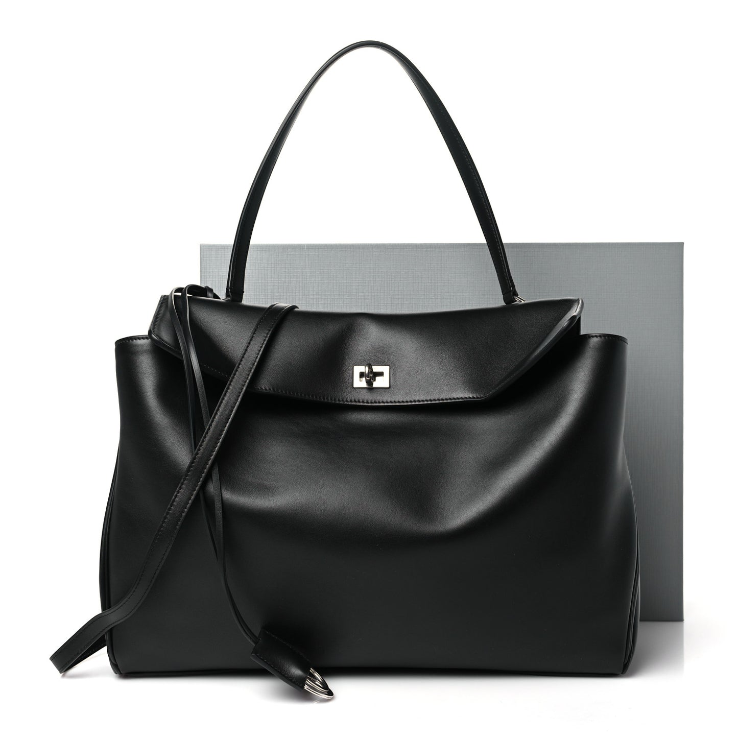 Smooth Calfskin Large Rodeo Top Handle Handbag Black