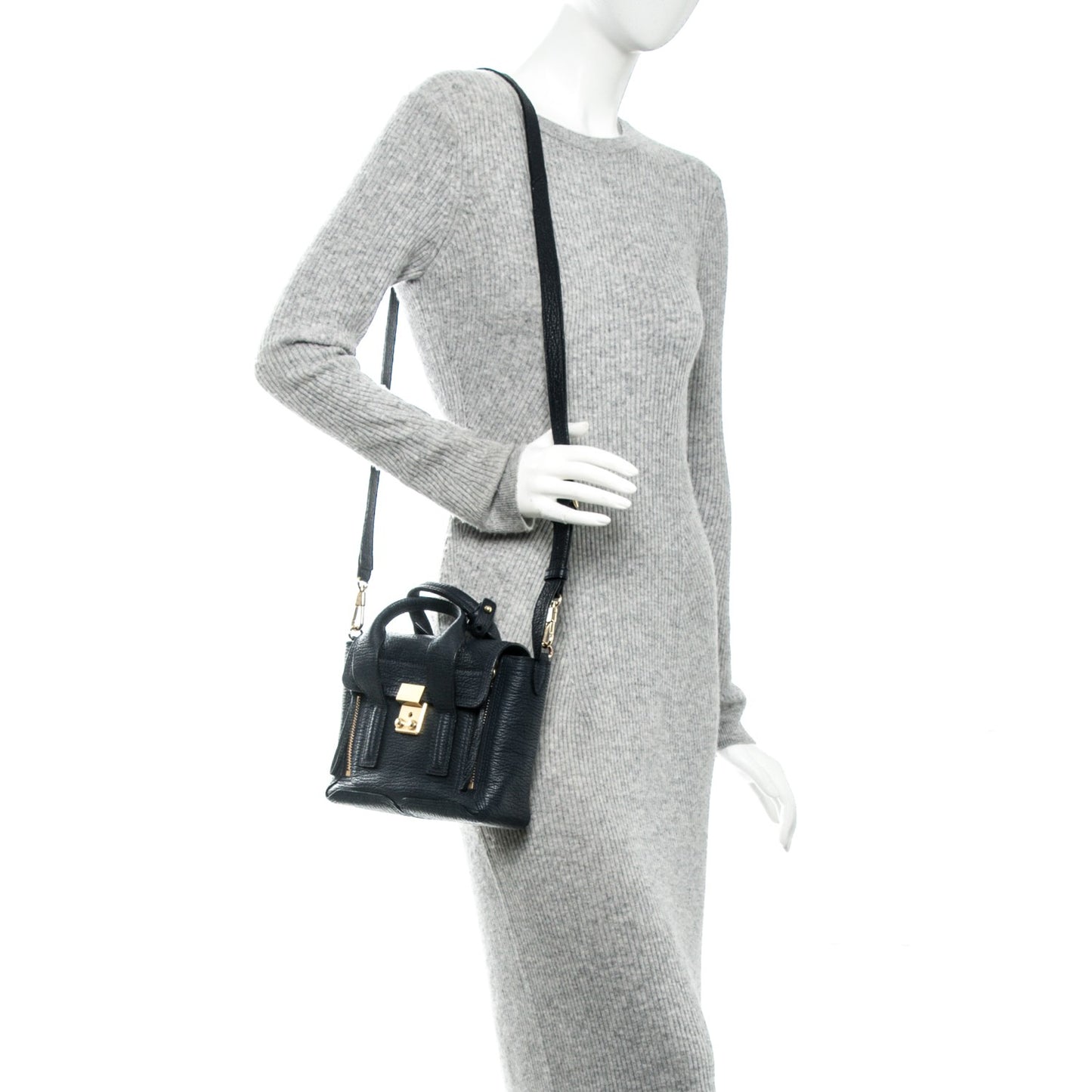 3.1 Textured Calfskin Mini Pashli Satchel Ink