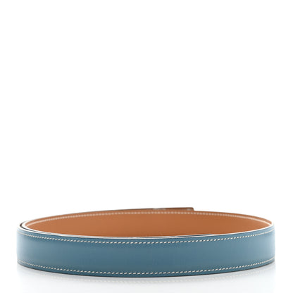 Hermes Chamonix 24mm Belt Strap 80 Blue Jean Natural 2 of 11