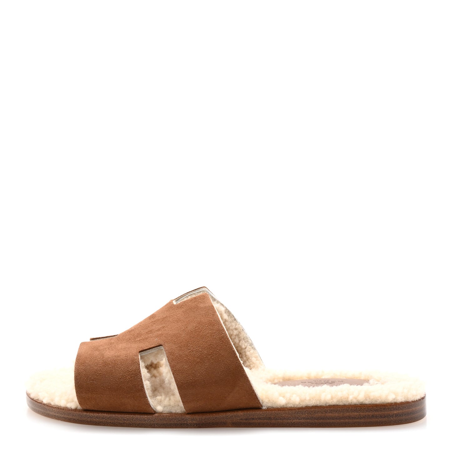 Suede Goatskin Shearling Mens Izmir Sandals 42 Marron Teck Ecru