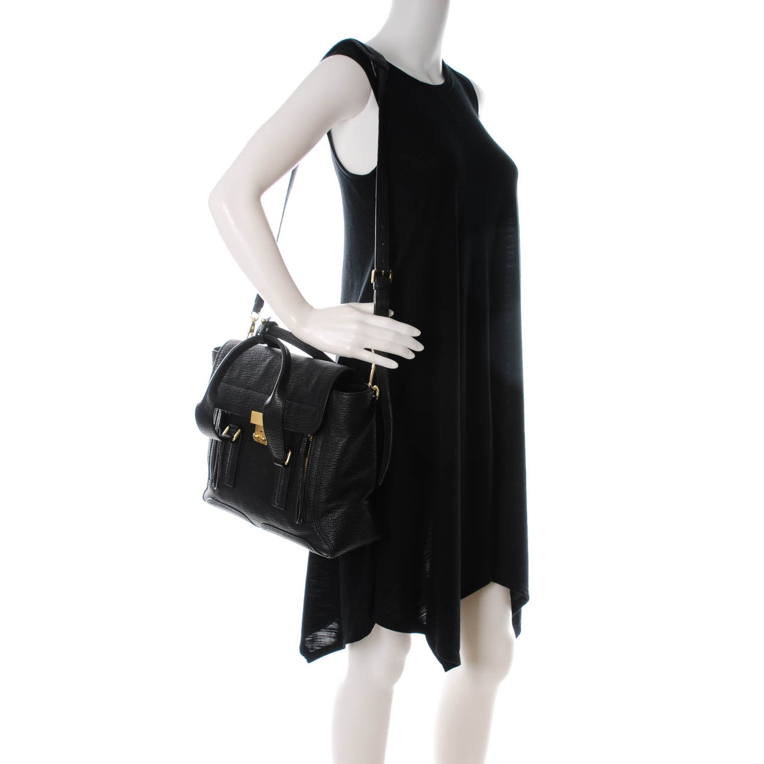 3.1 Phillip Lim 3.1 Textured Calfskin Medium Pashli Satchel Black 2 of 7