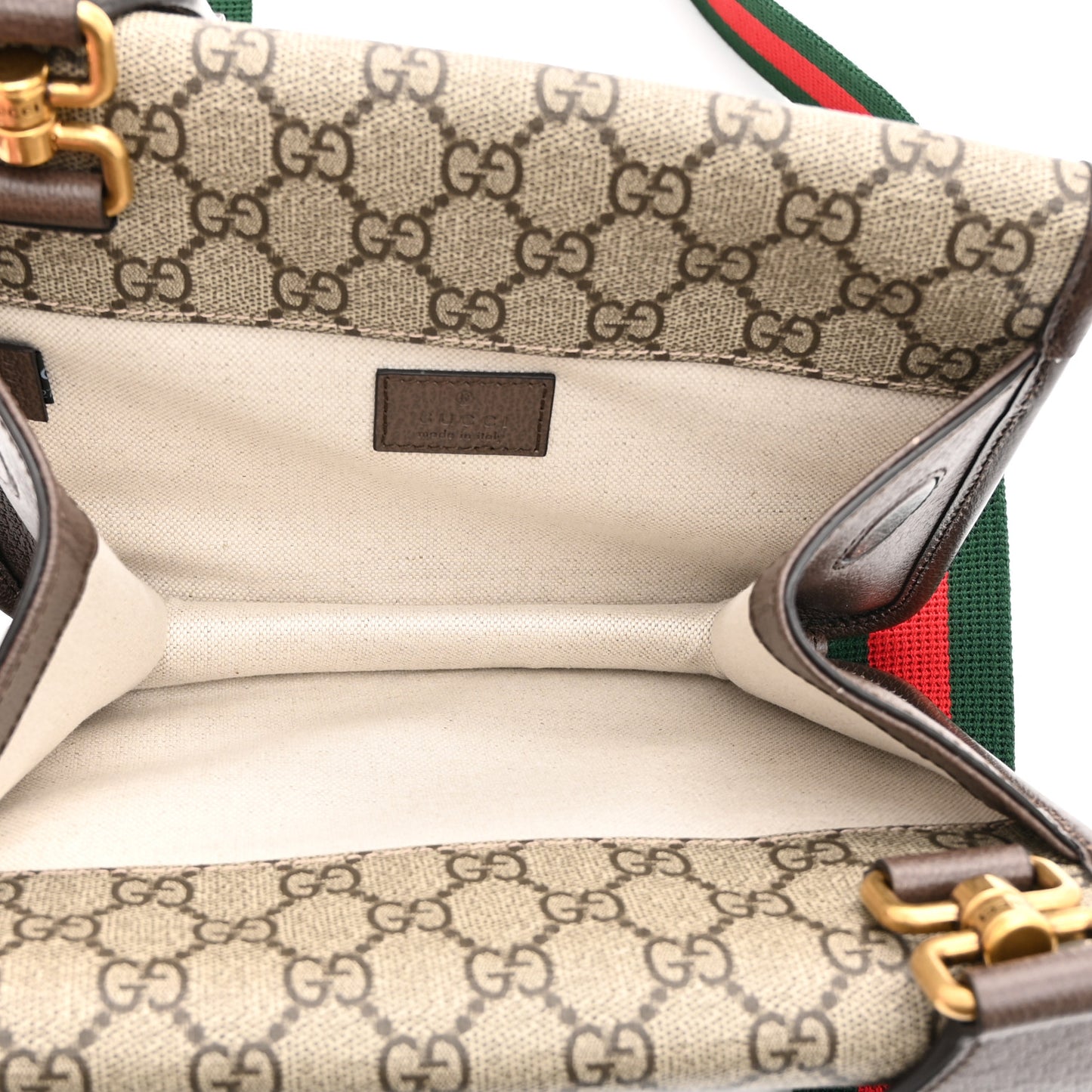 GG Supreme Monogram Web Small Neo Vintage Double Flap Messenger Bag Beige New Acero