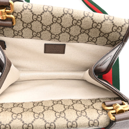 Gucci GG Supreme Monogram Web Small Neo Vintage Double Flap Messenger Bag Beige New Acero 5 of 11
