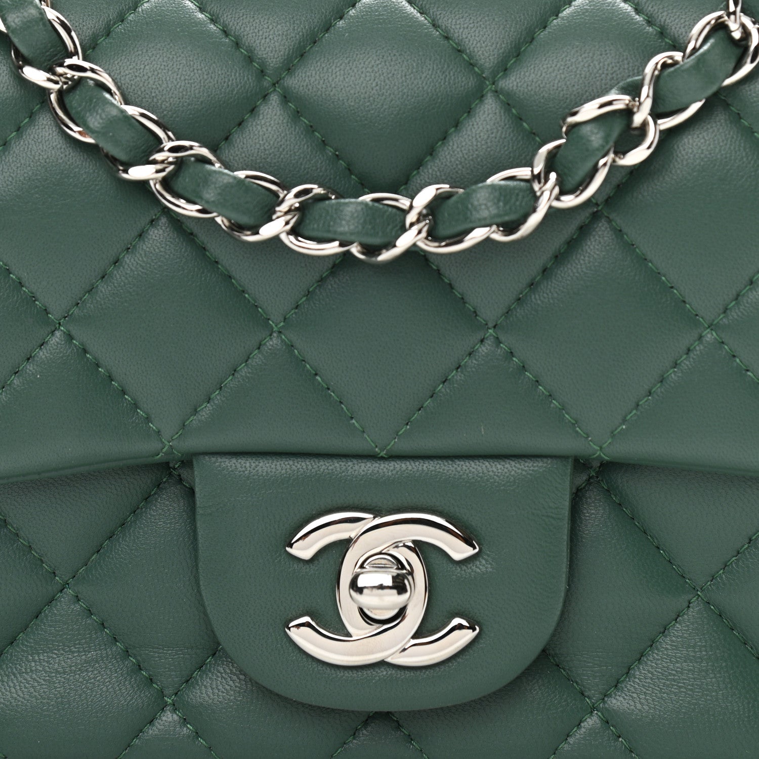 Chanel Lambskin Quilted Mini Square Flap Green 8 of 11