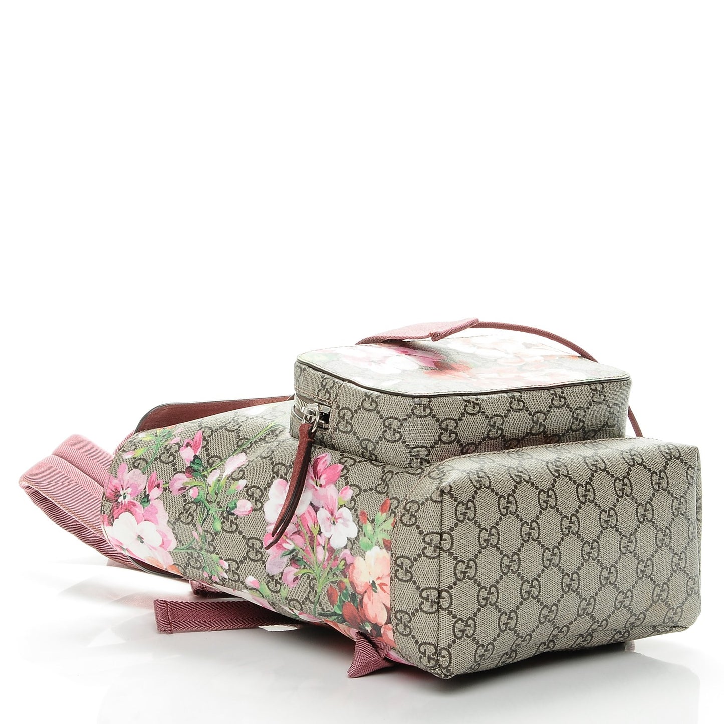 GG Supreme Monogram Blooms Small Single Buckle Backpack Beige Multicolor Dry Rose