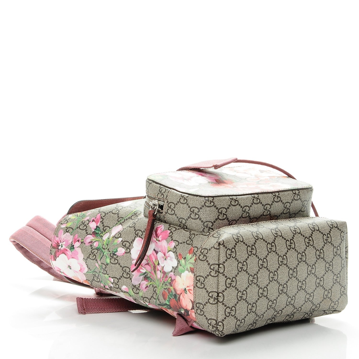 Gucci GG Supreme Monogram Blooms Small Single Buckle Backpack Beige Multicolor Dry Rose 4 of 7