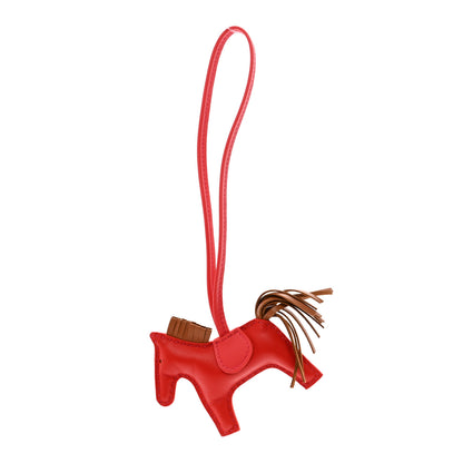 Hermes Milo Lambskin Grigri Rodeo Horse Bag Charm PM Rouge Indien Gold Bougainvillea 1 of 3