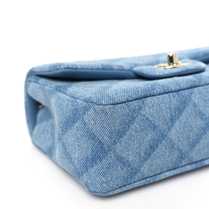 Chanel Printed Denim Quilted Mini Rectangular Flap Light Blue 10 of 12