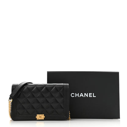 Chanel Caviar Quilted Boy Wallet On Chain WOC Black 12 of 12