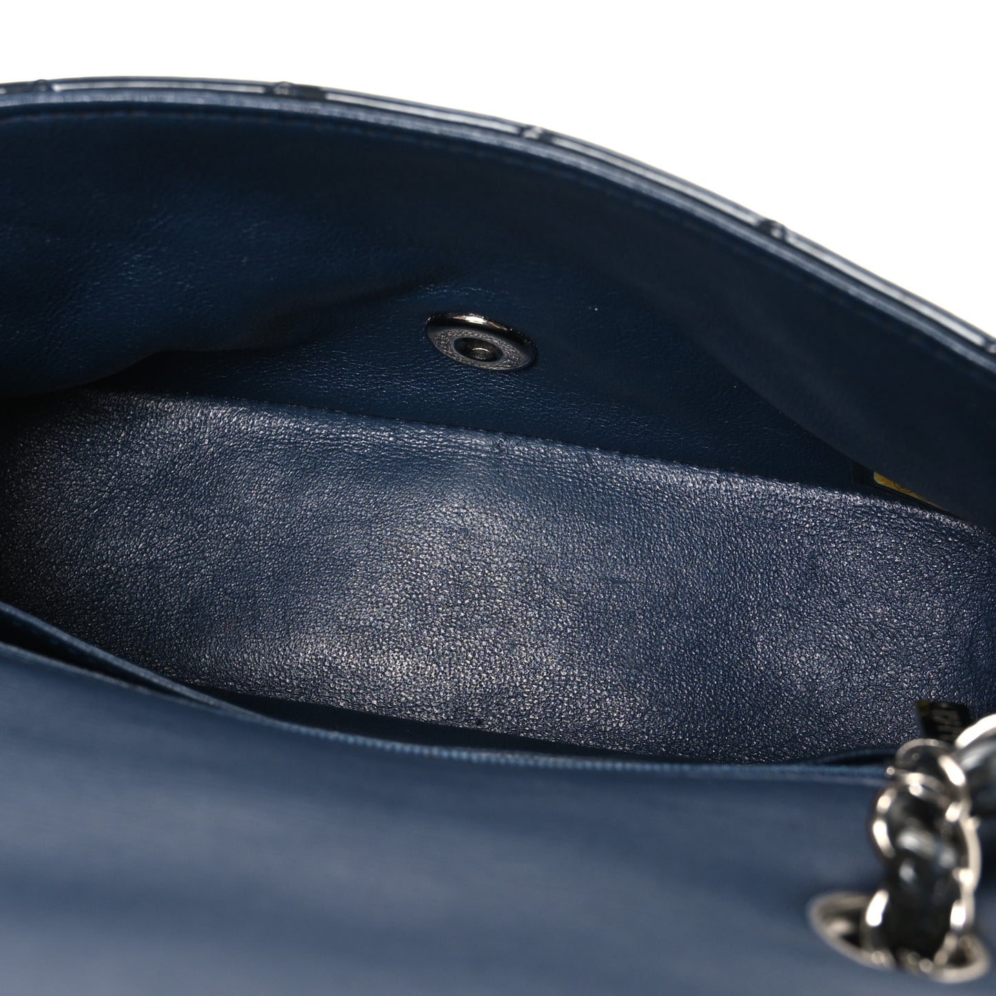 Patent Calfskin Quilted Mini Rectangular Flap Navy Blue
