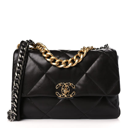 Chanel Lambskin Quilted Large Chanel 19 Flap Dark Brown 1 of 9