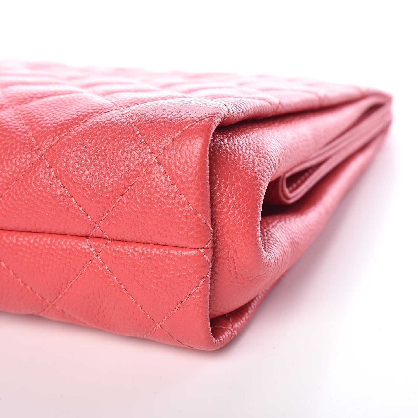 Caviar Quilted CC Large Clutch Coral