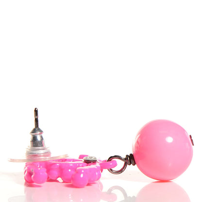 Chanel Resin Ruthenium CC Drop Earrings Pink 3 of 5