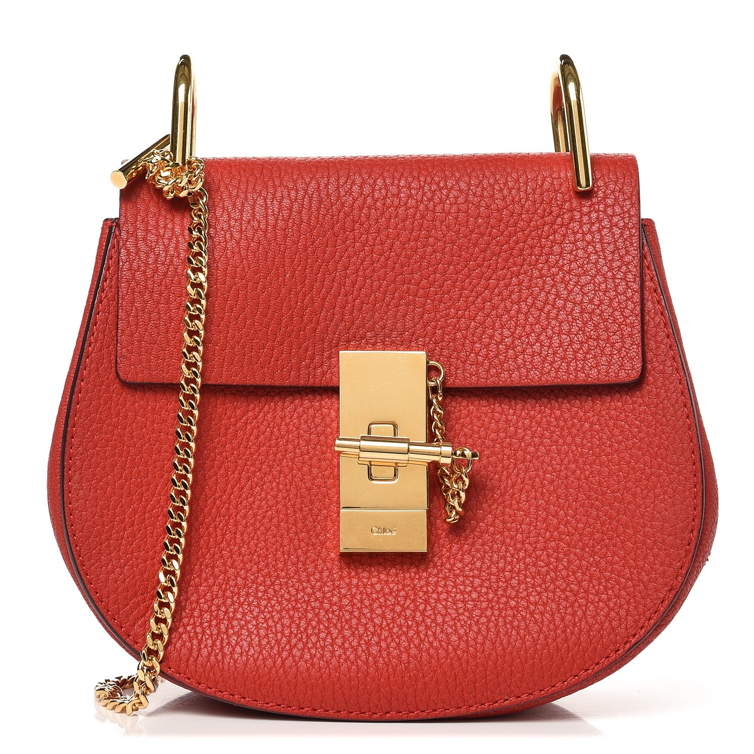 Chloe Grained Lambskin Mini Drew Shoulder Bag Plaid Red 1 of 6