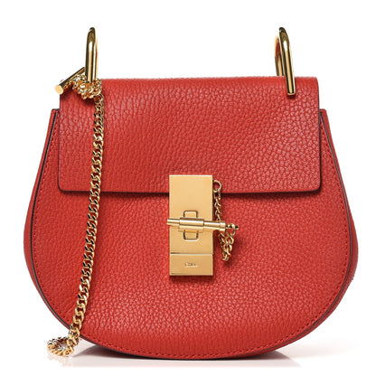 Chloe Grained Lambskin Mini Drew Shoulder Bag Plaid Red 1 of 6