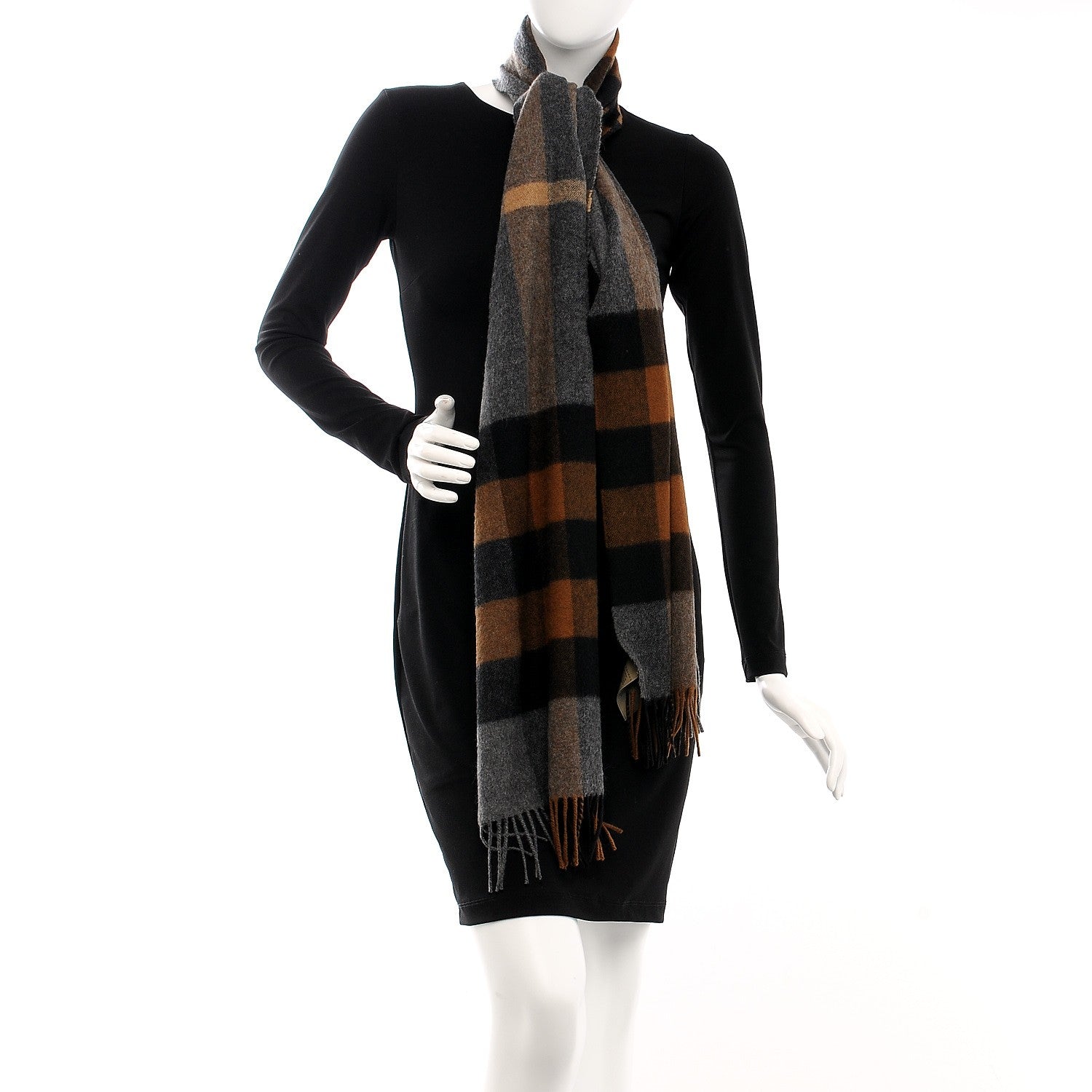 Burberry Cashmere Giant Exploded Check Scarf Nickel Brown 2 of 4