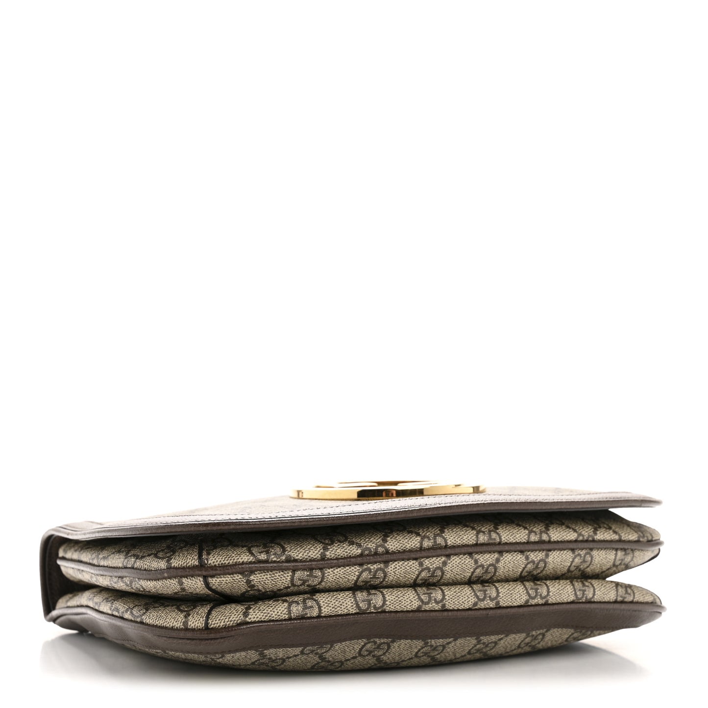 GG Supreme Monogram Textured Dollar Calfskin Web Medium Blondie Top Handle Shoulder Flap Bag Beige Ebony New Acero