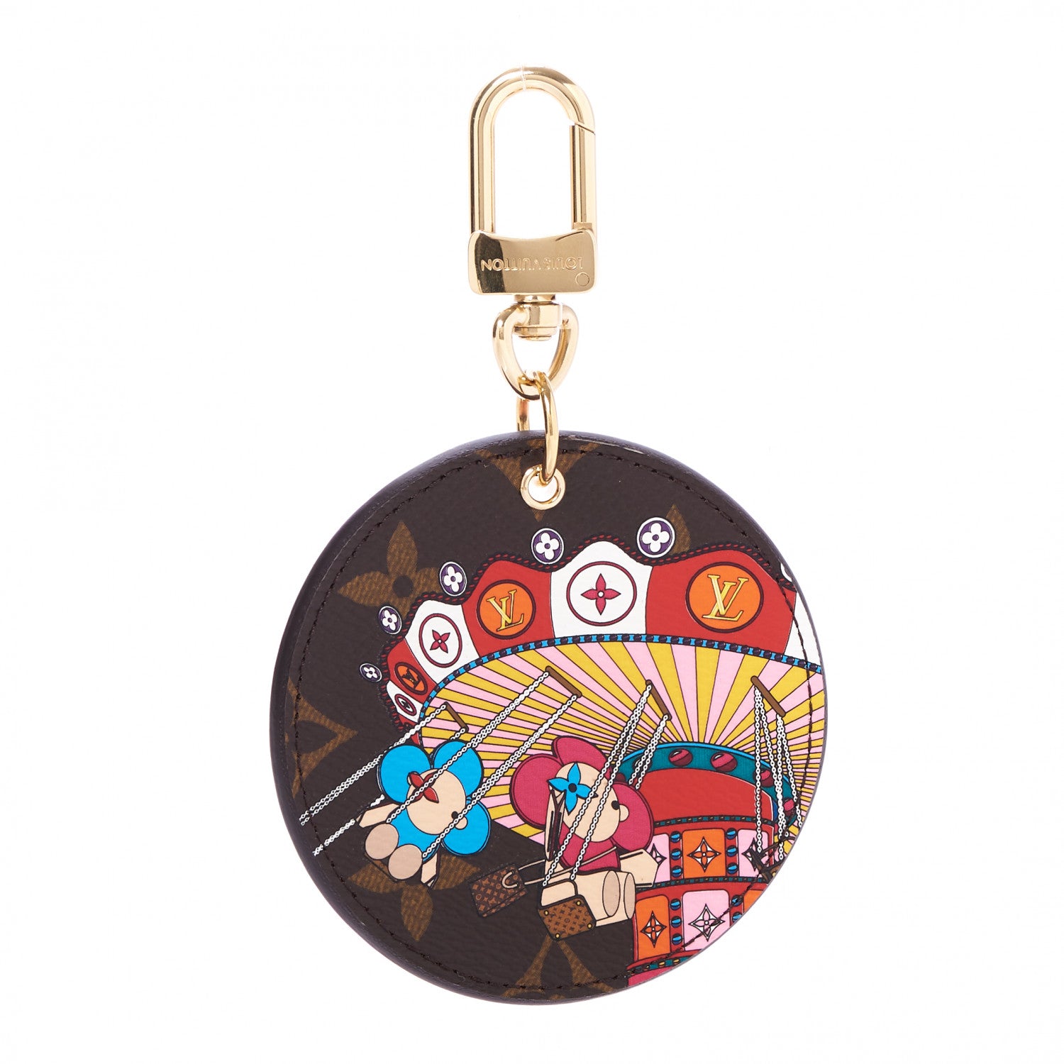 Louis Vuitton Monogram 2020 Christmas Animation Swing Ride Bag Charm Key Ring Pink Poppy 1 of 5