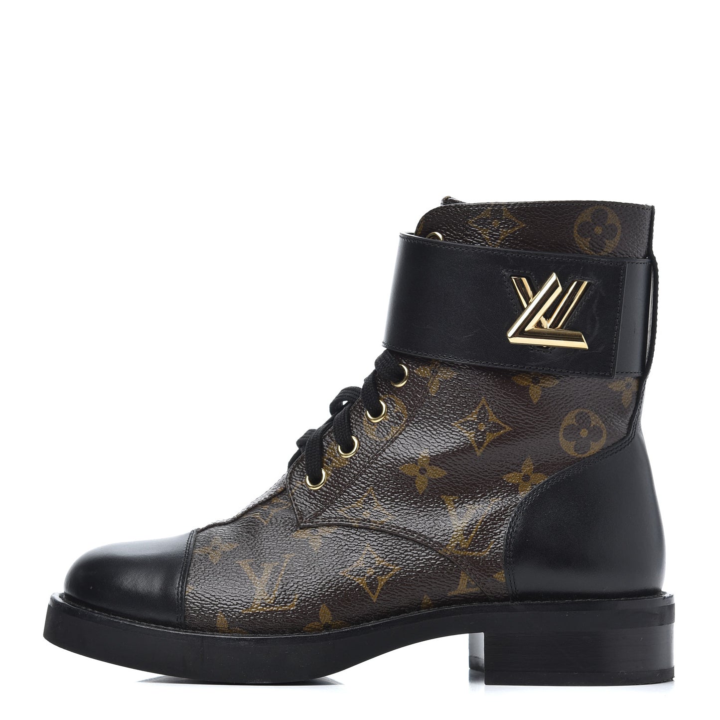 Monogram Calfskin Wonderland Flat Ranger Boots 36 Black