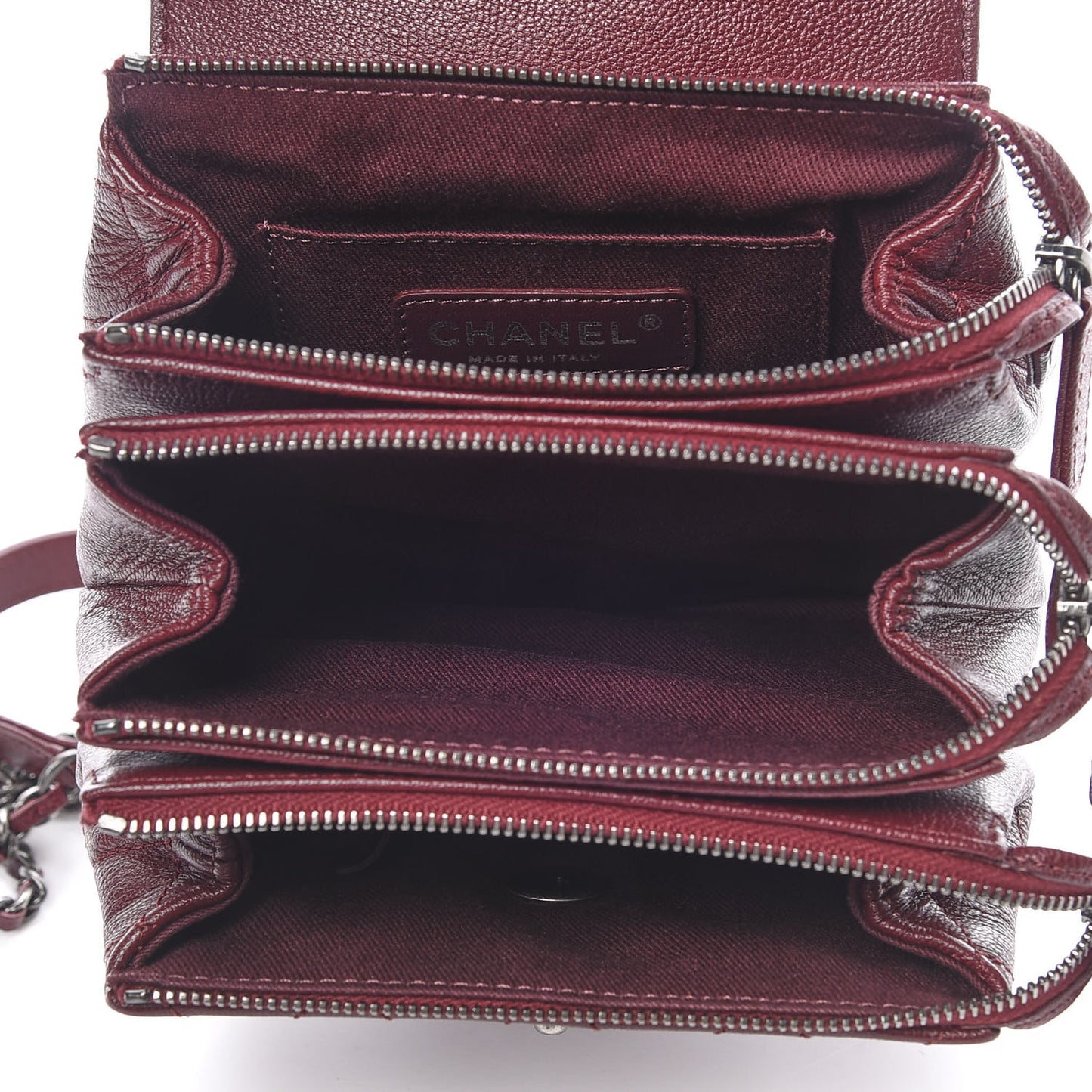 Goatskin Quilted CC Waiter Crossbody Burgundy