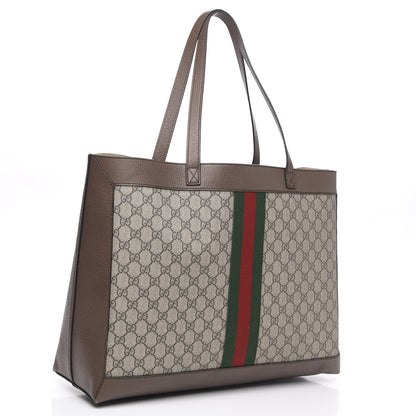 Gucci GG Supreme Monogram Web Large Ophidia Tote Brown 3 of 9