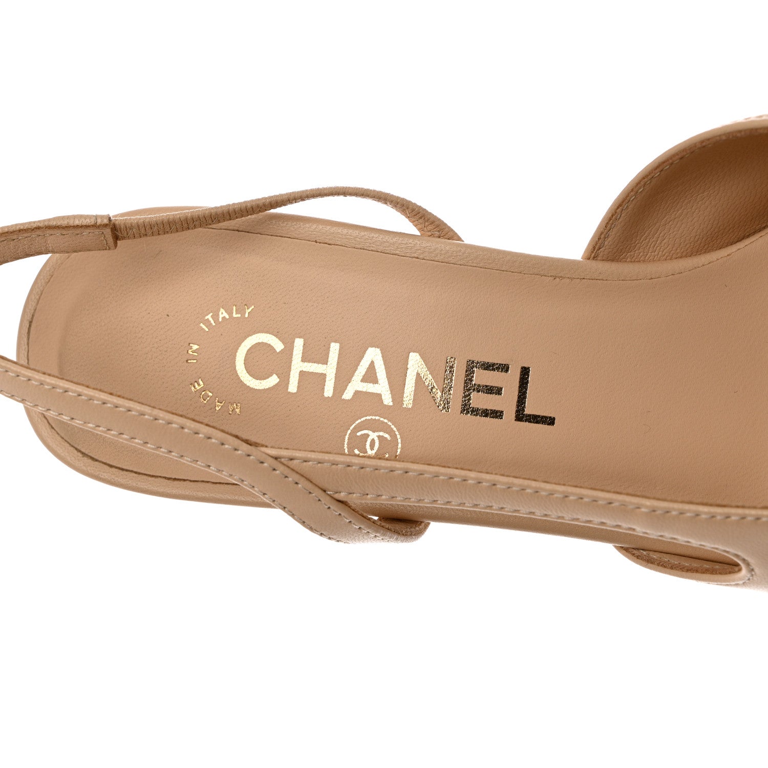 Chanel Lambskin Cap Toe CC Slingback Pumps 36 Beige Dark Beige 7 of 12