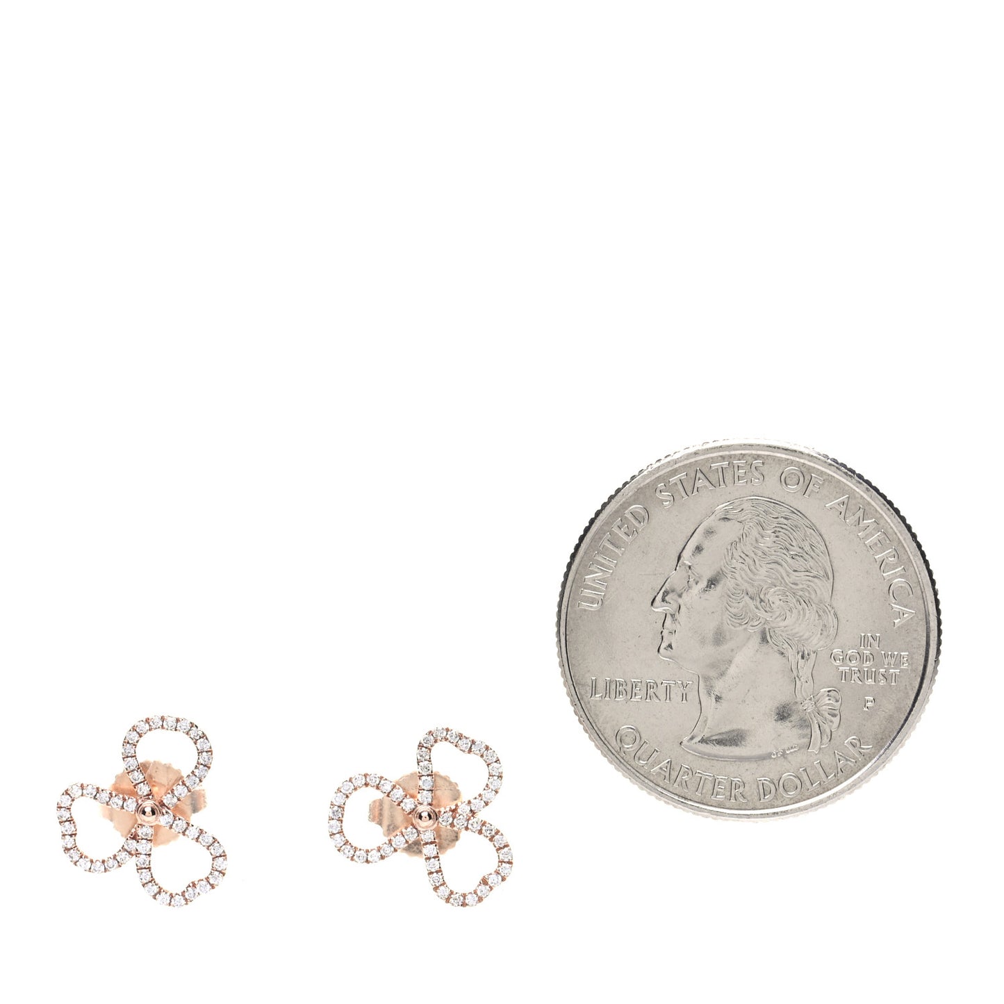 18K Rose Gold Diamond Paper Flowers Open Flower Earrings