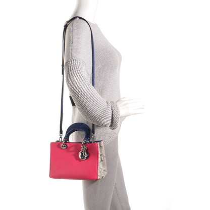 Christian Dior Calfskin Python Small Diorissimo Bag Fuchsia 2 of 9