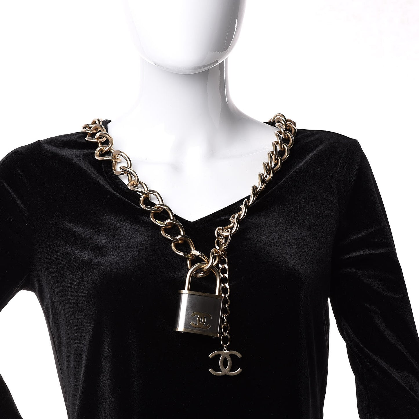 CC Oversized Padlock Necklace Gold Silver