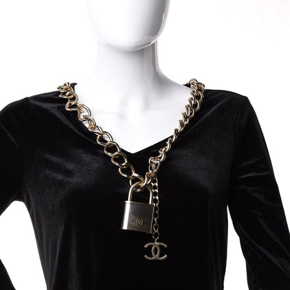 Chanel CC Oversized Padlock Necklace Gold Silver 2 of 5