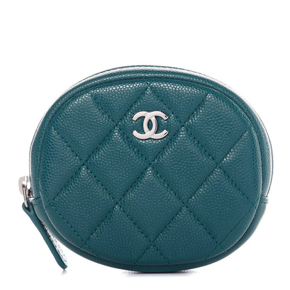 Chanel Caviar Quilted Zip Around Classic Coin Purse Dark Turquoise 1 of 8