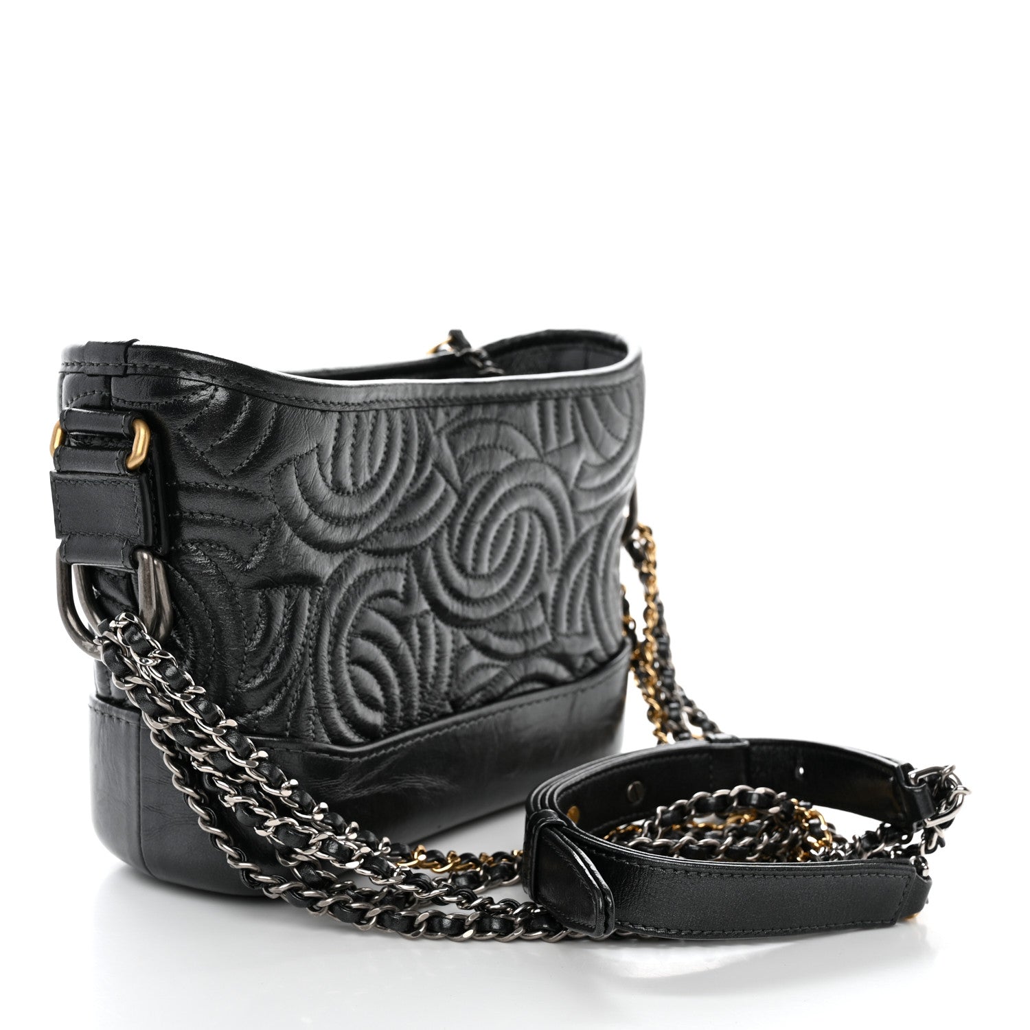 Chanel Aged Calfskin CC Quilted Small Gabrielle Hobo Black 3 of 12