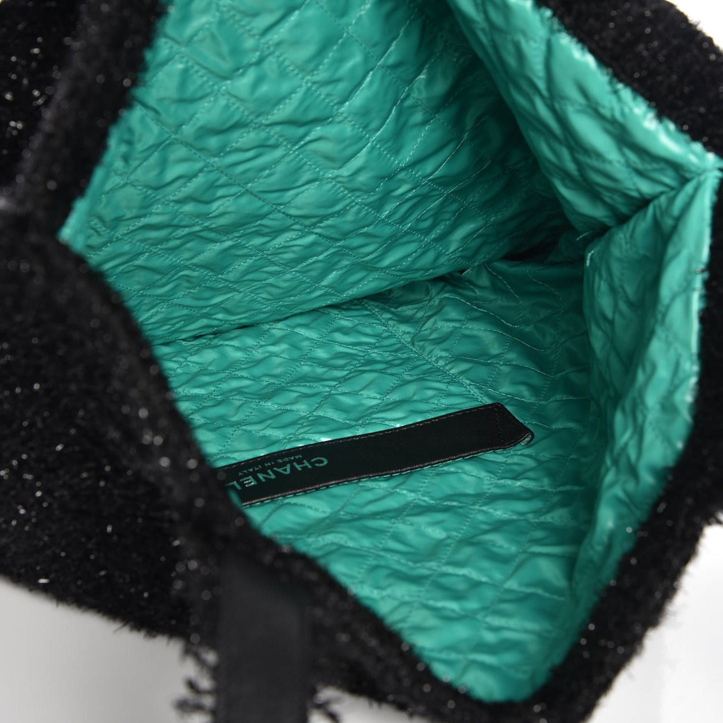 Tweed Resin Strass Large Robot Shopping Bag Black