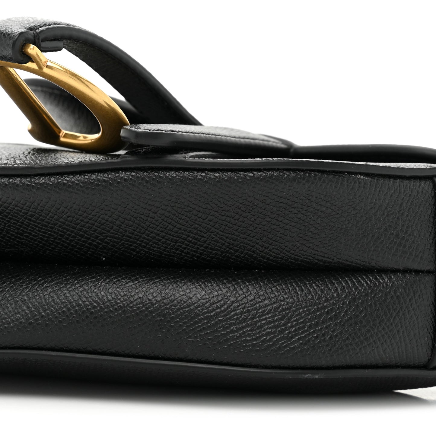 Grained Calfskin Mini Saddle Bag Black