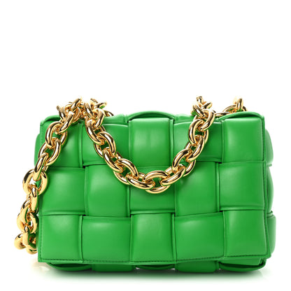 Bottega Veneta Lambskin Maxi Intreccio Padded Chain Cassette Crossbody Bag Grass 1 of 9
