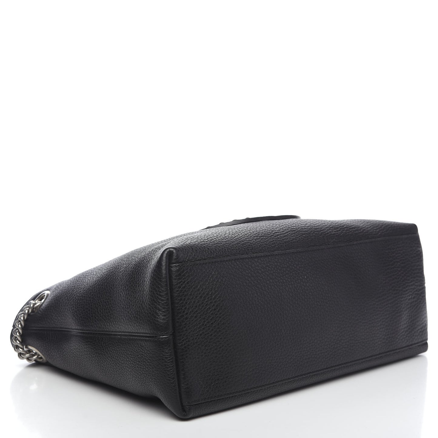 Pebbled Calfskin Studded Medium Soho Chain Shoulder Bag Black