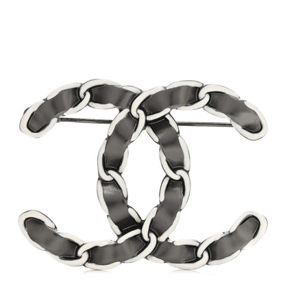 Chanel Lambskin Chain CC Brooch Ruthenium White 1 of 3