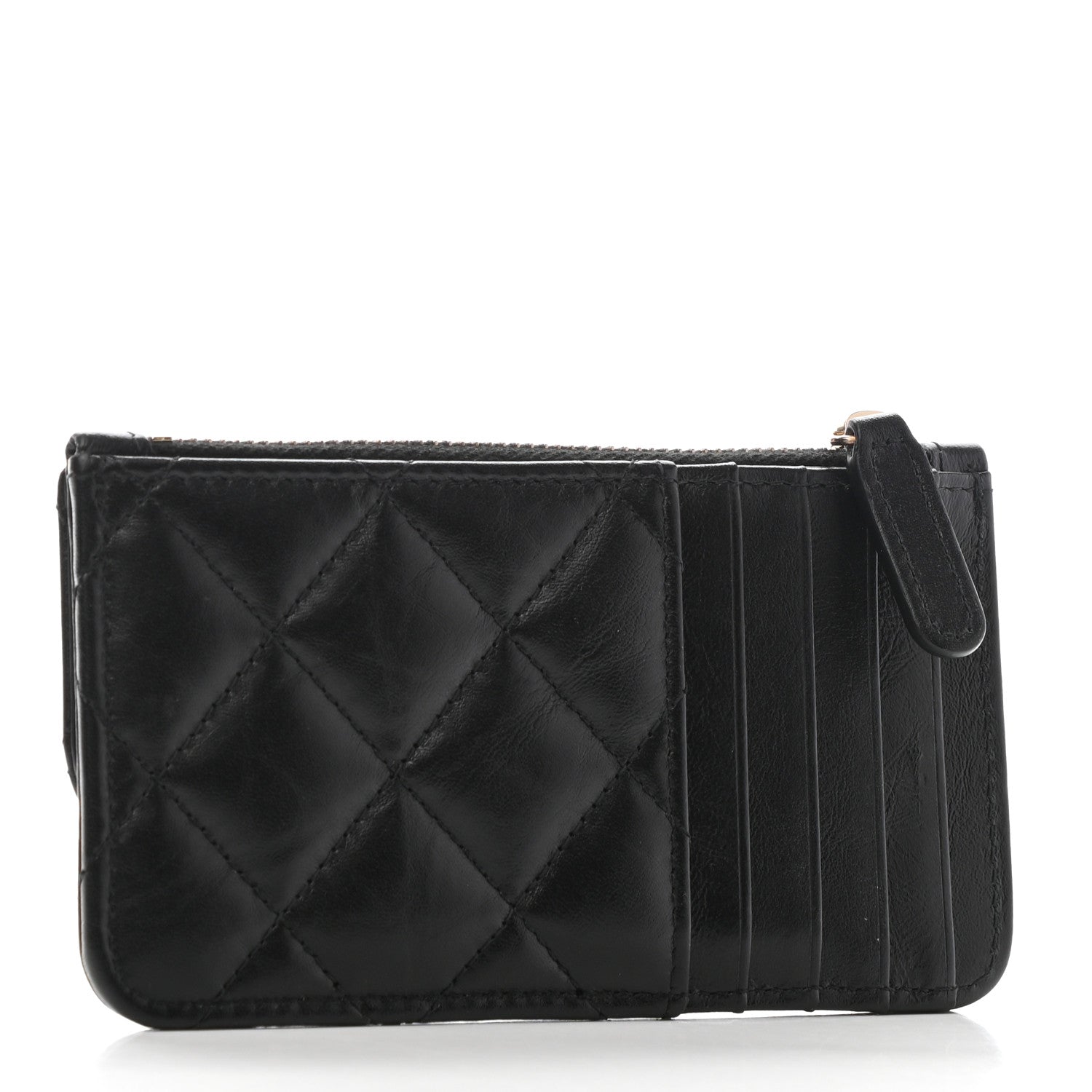 Chanel Aged Calfskin Quilted Reissue Flap Zip Card Holder Black 3 of 8